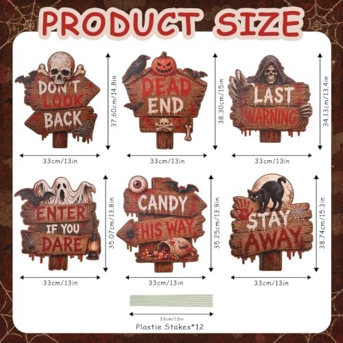 Halloween Yard Signs Decorations, Outdoor Scary Grave Beware Stakes Outside