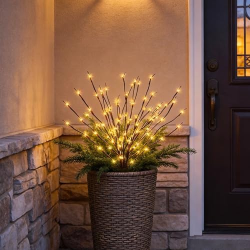 Lighted Willow Branches for Vase Decoration: 3-Pack 36 Inch 96 LED Warm White Twigs, Indoor Home Decor, Wedding Party Centerpiece, Living Room Bedroom Accent Lighting