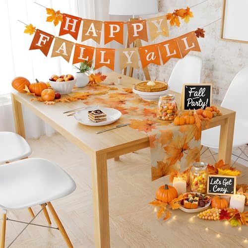 Fall Decor - Autumn Maple Leaf Table Runner for Thanksgiving Decorations