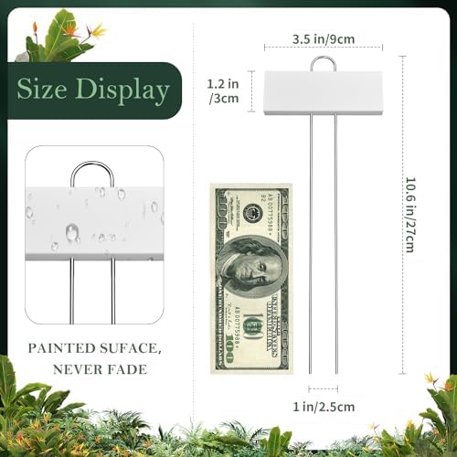 30 Pack Metal Plant Labels for Outdoor Garden Waterproof Plant Markers, Labels Garden Markers for Seedlings Herbs Vegetable Greenhouse Gifts with Pen - White