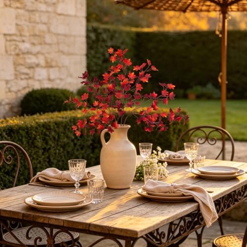 Artificial Fall Maple Leaves Stems Fake Foliage Plants for Indoor Vase