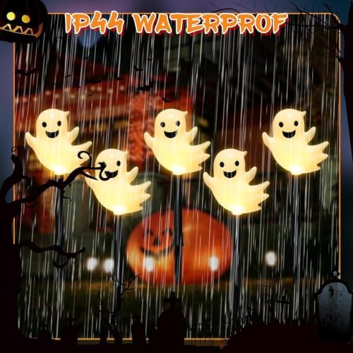 20 Pack Solar Halloween Ghost Pathway Lights, 3D Solar Lights