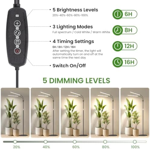 LBW Grow Lights for Indoor Plants, 75" Tall Full Spectrum Plant Grow Light