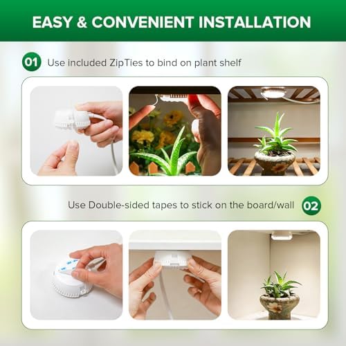 SANSI Puck Grow Lights for Indoor Plants, 20W 4-Head Plant Light with Timer