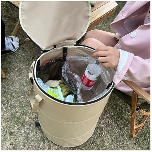 Pop up Camping Trash can with lid,Collapsible 24 Gallons Trash can with Sorting Clips,Garden Garbage Bag with Lid,Lawn