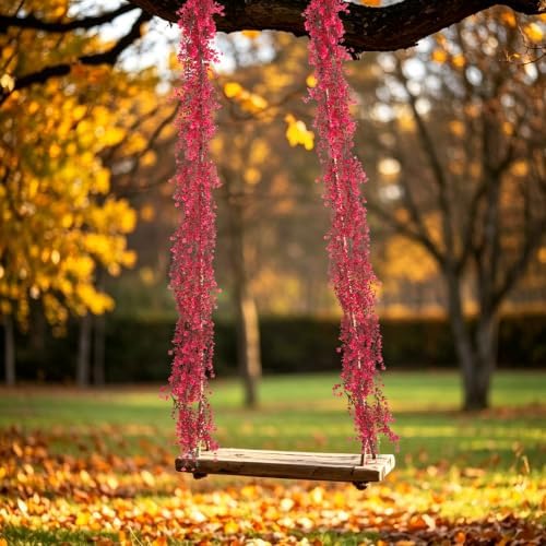 RECUTMS 3Pcs Artificial Eucalyptus Garland Fall Fake Vine Plant with Flower