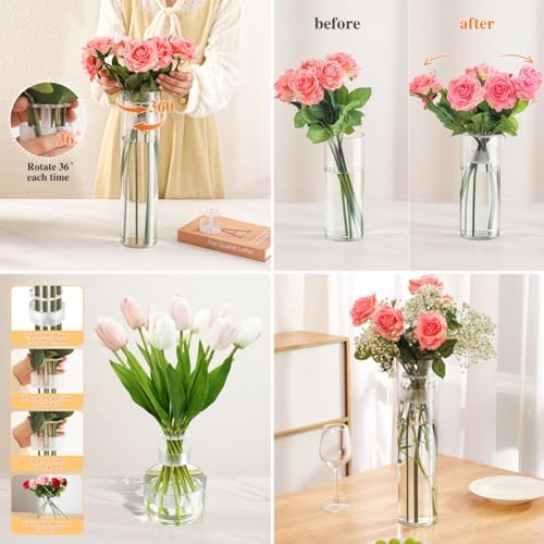 4 Clear Acrylic Cylinder Flower Vase Set Unbreakable Plastic Vase
