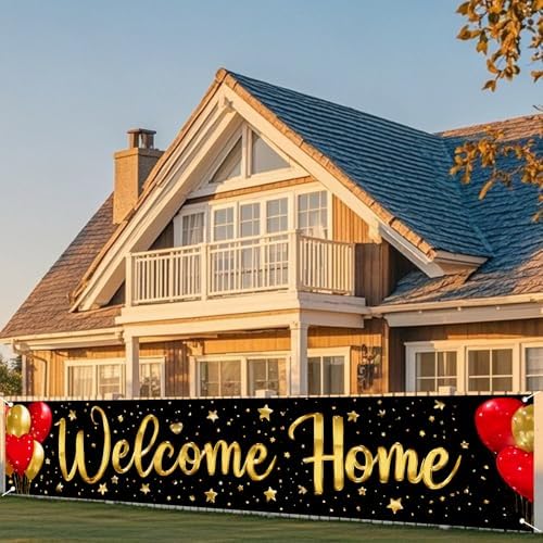 Nuxovilar Welcome Home Banner with Balloon Design 78.7"x17.7"