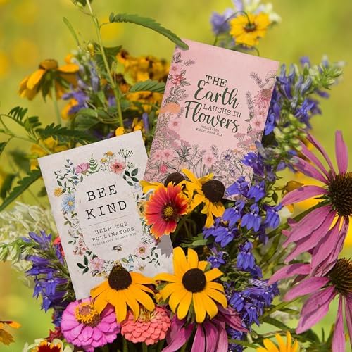 The Earth Laughs in Flowers | Beautiful Illustrated Flower Design Art and Quote | Environmental Favor | Pollinator