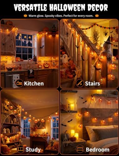 8.5FT Pumpkin String Lights with 10 Bulbs for Halloween Outdoor Decor Party