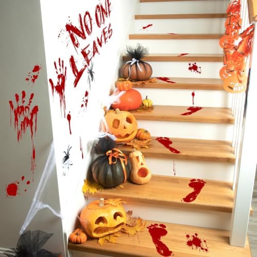 Halloween Floor Stickers, Bloody Footprint Handprint Decorations