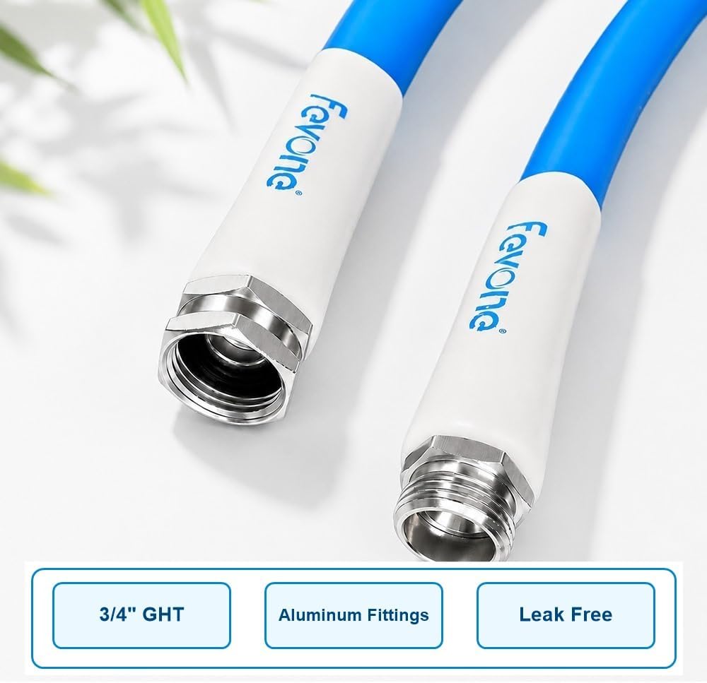 Kink Free Garden hose 100 ft, Heavy Duty Water Hose | Drinking Water Safe, Flexible Lightweight Hybrid Polymer, 5/8 ID
