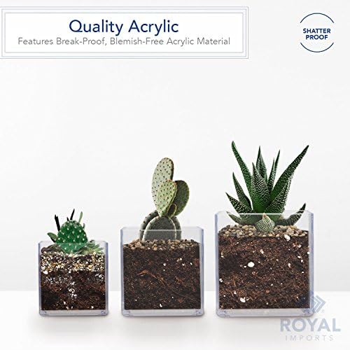 Royal Imports Acrylic Square Vases for Centerpieces Non-Breakable 4" Clear