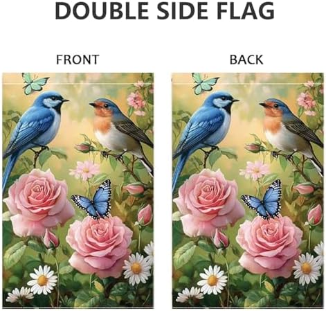 Spring Summer Bird Garden Flags for Outside 12x18 Double Sided