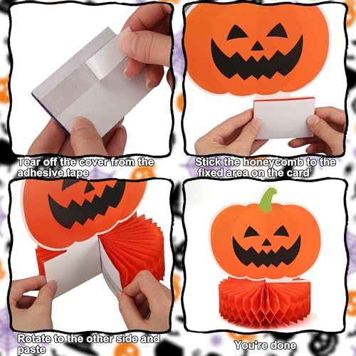 12 Pcs Halloween Honeycomb Centerpieces Halloween Party Table Decorations Black Cat Ghost Bat Pumpkin Witch Table Centerpiece Orange Black Spooky Theme Tables Topper for Halloweens Theme Party Decor