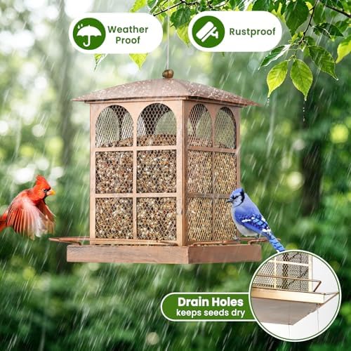 Large Bird Feeder, 5LB Seed Capacity Bird Feeders for Outdoors Hanging