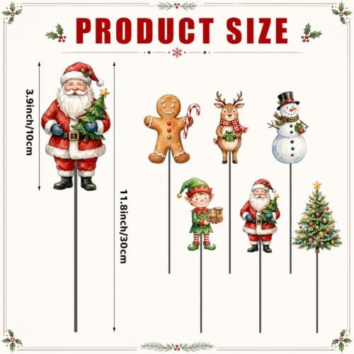 Pickmesh 6 Pcs 12" Metal Christmas Yard Stakes Outdoor Decorations