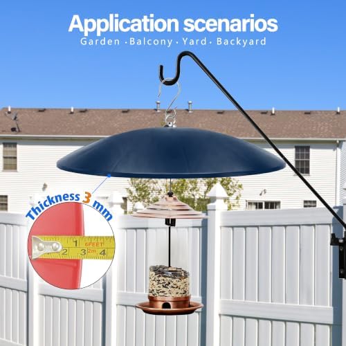 19.25-Inch Extra Large Squirrel Baffle,Hummingbird Feeder Shade Dome Cover, Bird Feeder Rain Guard, Hanging Squirrel Proof for Shepherd's Hook Outdoors (Blue) 4 Pack