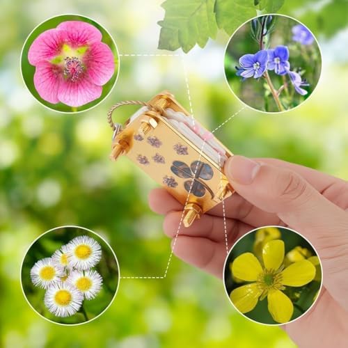 Mini Flower Press Keychain,Micro Flower Press Kits, with 20Pcs Paper-Portable Miniature Flowers Drying Press Kit, for Travel Outdoor, Presses Plant, Leaves, Micro Flowers (Style D)