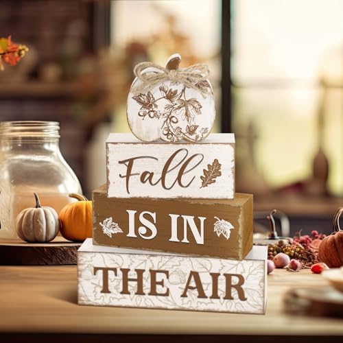 Yousoontic 4 Pcs Fall Pumpkin Figurines Set, Rustic Farmhouse Decor