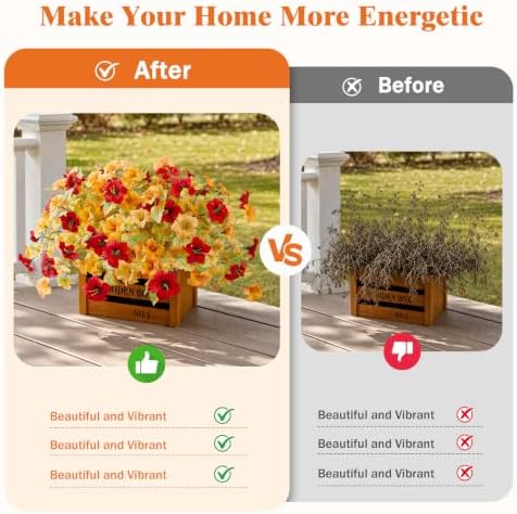 4Pcs Artificial Extra Big Hanging Fall Flowers for Outdoor Planters &Porch
