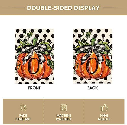 AVOIN colorlife Fall Monogram Letter O Garden Flag 12x18 Inch for Outside