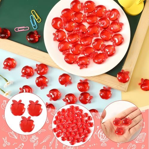 120pcs Red Apple Decor Acrylic Crystals Gems for Vase Filler
