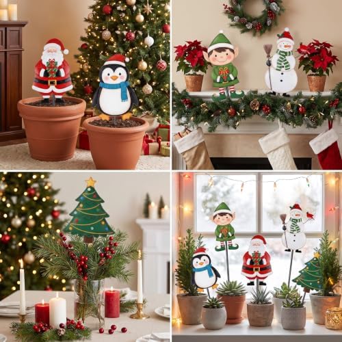 Roowest 5 Pack 12'' H Metal Christmas Yard Stakes Outdoor Decorations