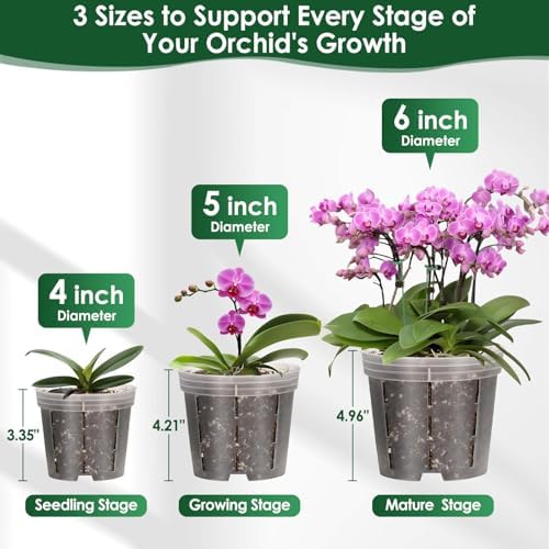 16 Pack Plastic Orchid Pots with Holes, 4, 5, 6 Inch Clear Orchid Pots
