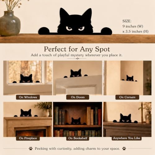 Home Decor Peeking Black Cat Signs Window Decorations