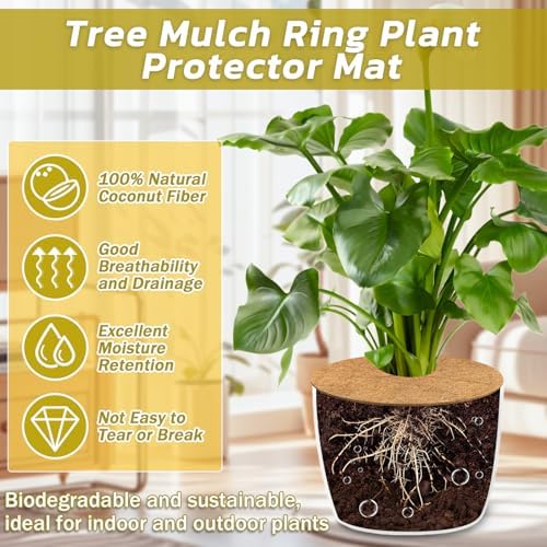 Legigo 4 Pack Coconut Fiber Mulch Ring Tree Plant Protector Mat, 11.8 Inch