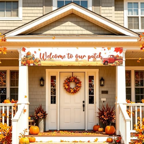 Welcome to Our Patch Fall Banner Pumpkin Patch Thanksgiving Yard Sign Decor