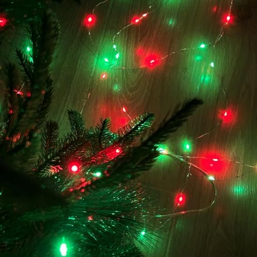 4 Pack Fairy Lights Battery Operated Christmas Lights Timer Red and Green