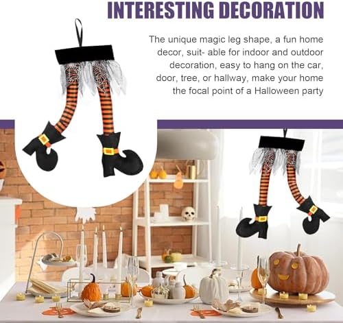 1 PC Halloween Witch's Legs Decoration, Funny Halloween Witch Legs Props, 40cm x 20cm Fancy Outdoor Novelty Hanging Festive Decor, Universal for Most Cars, Trucks, SUVs (Orange)