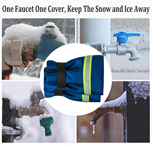Outdoor Faucet Covers for Winter Freeze Protection, Upgraded Thicken 8.5" H x 6.1" W Outside Garden Faucet Socks for Winter Hose Bibs Insulated Spigot Cover, 2 Pack Reflective Blue