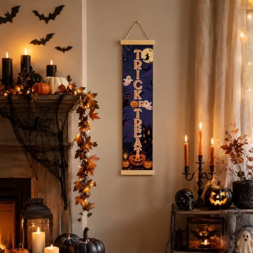 Halloween Door Banner, Trick or Treat Canvas Decor for Front Porch