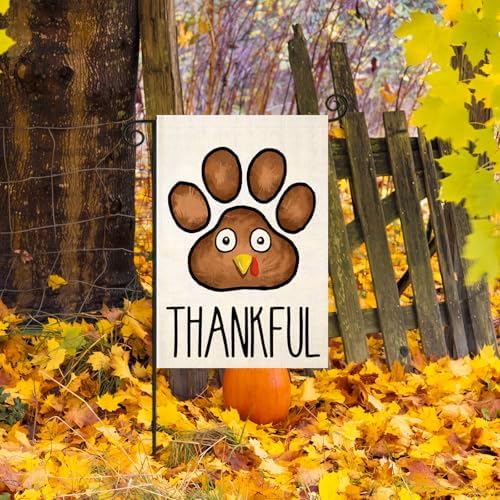 Thanksgiving Turkey Paw Garden Flags for Outside 12x18 Inch Double Sided