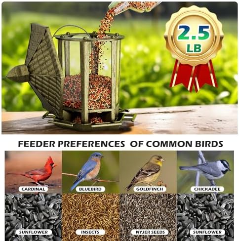 Birdream 2 Pack Bird Feeders for Outdoor, Retro Pagoda Design Fun Installation Bird Feeder, Attracting Wild Birds Chickadees Goldfinches Cardinals Finches and Sparrows - Retro Gold