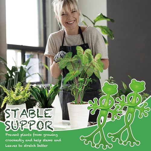6 pcs Frog Plant Stand, Multipurpose Green Frog Plant Supports Steady Cartoon Plant Branches Tie Down, Frog Plant Holder for Potted Plants, Plant propagation buddy Cute Frog Flower Pot Hugger Plant Climbing Fixture Clips Perfect for Indoor Outdoor Garden