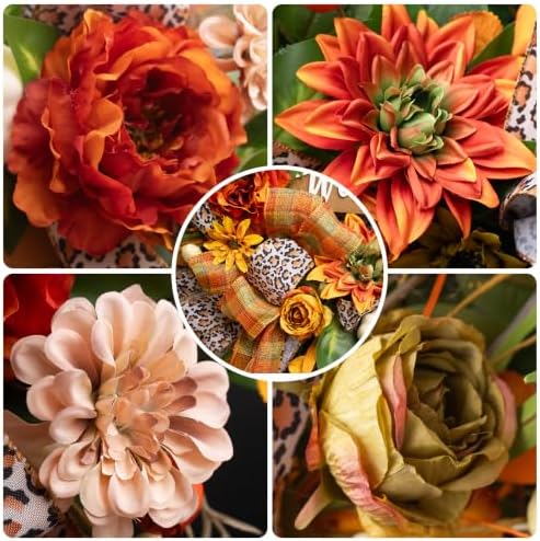 24 Inch Fall Wreaths for Front Door, Autumn Wreath with Welcome Sign