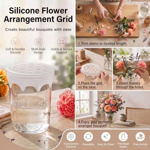Silicone Flower Arranging Grid, Reusable Flexible Floral Stem Holder