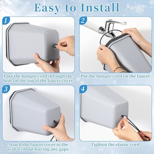 2 Pack 2026 Upgrade Extra Large Outdoor Faucet Cover for Winter Freeze Protection 8.5x7x5.5in Thick Plastic Foam Hose Bib Spigot Cover Winter Insulated with Reflective Strips (Gray)