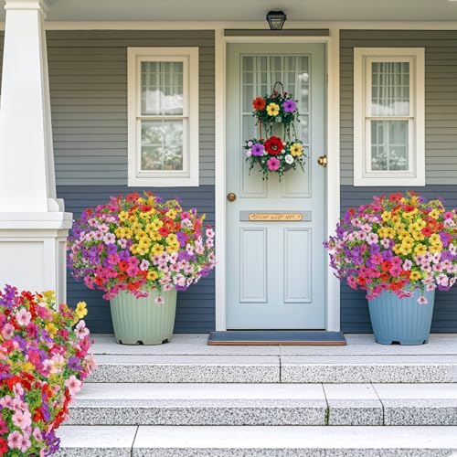 20 Bundles Artificial Flowers for Outdoors Fake Plants, Multicolor
