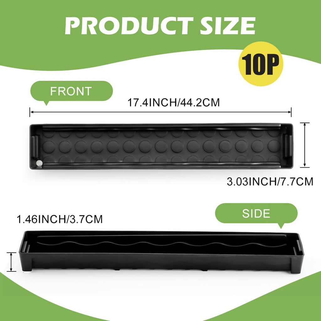RooTrimmer 10 Pack Plastic Windowsill Saucer with 2.8 inch (7CM) Square Nursery Pots 60pcs, Rectangular Window Sill