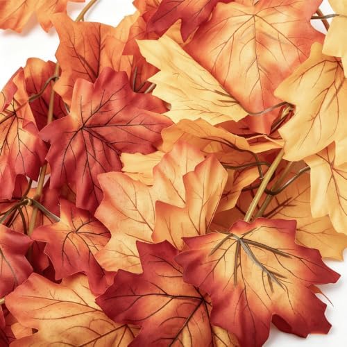2 Pack Fall Maple Garland,6ft/Piece, Fall Leaves Garland Leaf