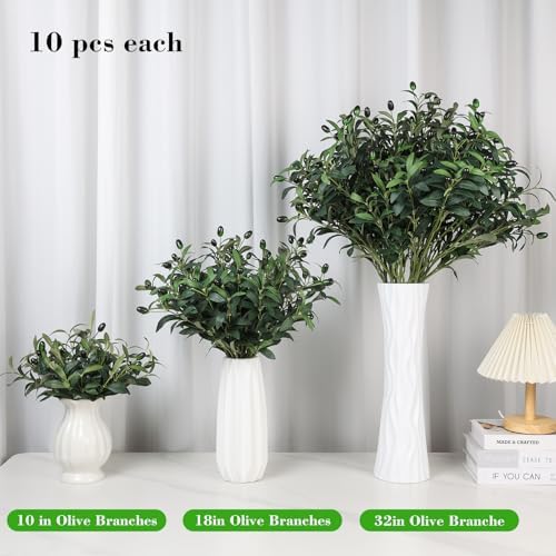 32in 10PCS Artificial Olive Branches Long Thicken Faux Tree Stems