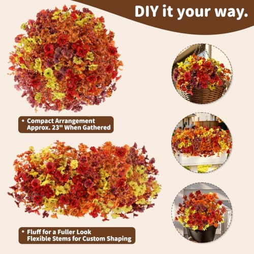 Artificial Flowers Outdoor, UV Resistant Faux Plants, Fall Decor,20 Bundles