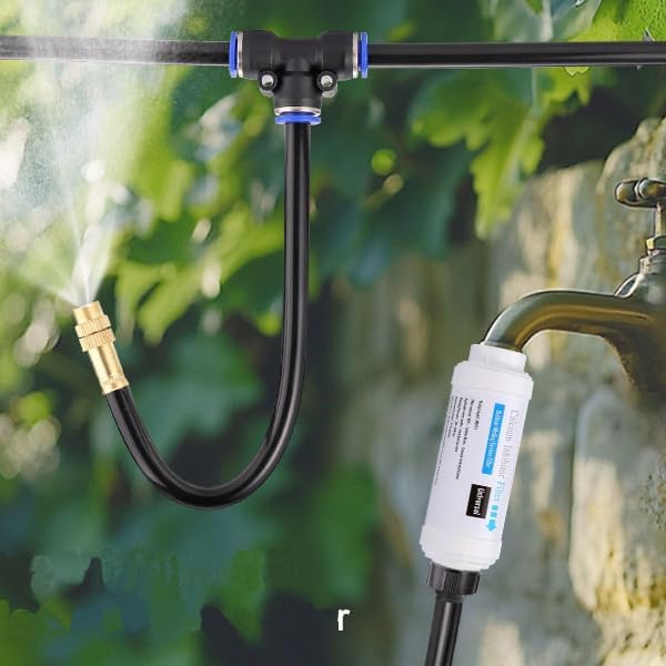 Drip Irrigation Kits Auto Garden Irrigation System Calcium Inhibitor Filter | Includes 66FT 5/16 inch Irrigation Tubing