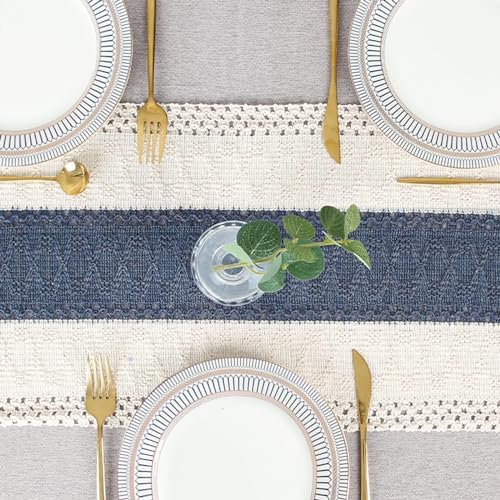 FEXIA Boho Table Runner for Home Decor 12x48 Blue Fall Rustic Decorations
