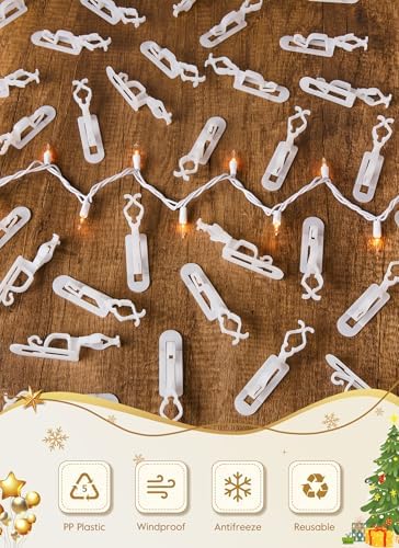 Christmas Light Clips, Shingle Gutter Clips for C7 C9 Lights, 200 Pack